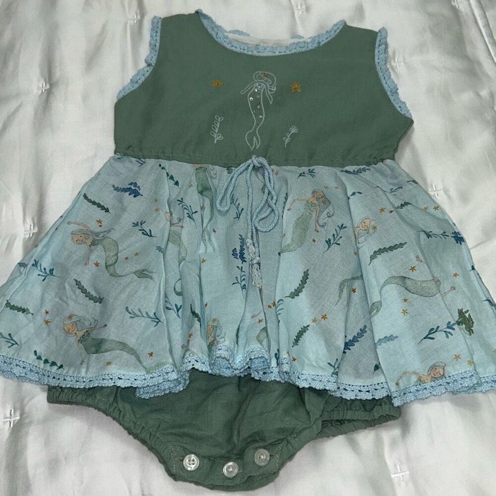 Well dressed wolf linen mermaid bubble dress sz 3t  wdw